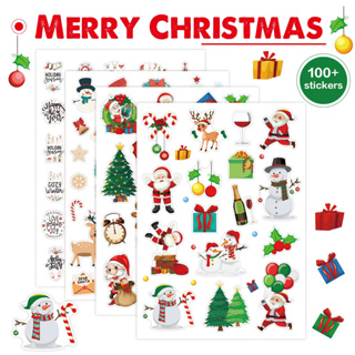 สติกเกอร์ Merry Christmas Series แฟชั่น สําหรับตกแต่ง DIY 4 หน้า ต่อชุด