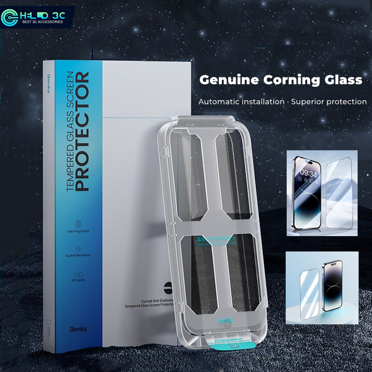 Benks ฟิล์มกันรอย กันแสงสะท้อน เข้ากันได้กับ iPhone 16/15/14 การติดตั้งอัตโนมัติ ฟิล์มกันรอย iPhone 16 pro max ฟิล์มกันรอย iPhone 15pro max ฟิล์มกันรอย iPhone 14 pro max กระจกกันรอย แบบเต็มจอ ฟิล์มกันรอย