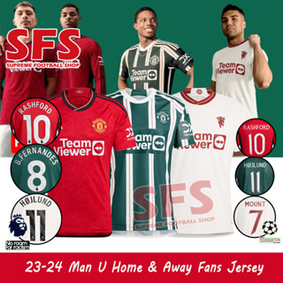 【SFS】เสื้อยืดกีฬาแขนสั้น ลายทีมชาติฟุตบอล Man U คุณภาพสูง ไซซ์ S-5XL 23-24