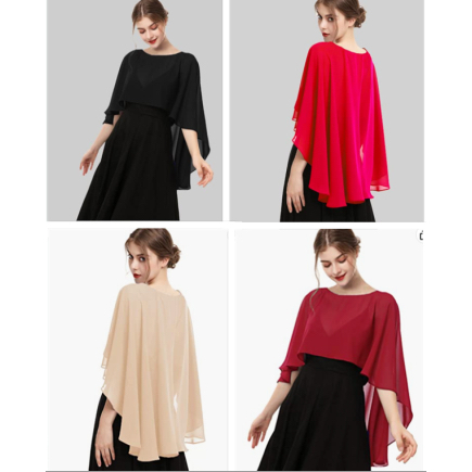 เสื้อคลุมไหล่เจ้าสาว ผ้าชีฟอง สีเทา สีเขียว หลากสี สําหรับผู้หญิง ใส่ไปงานแต่งงาน ปาร์ตี้