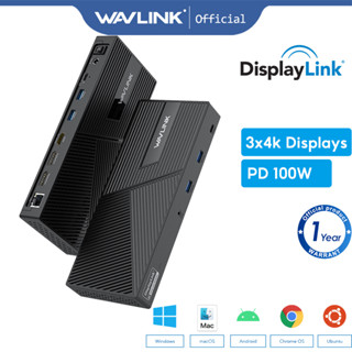 Wavlink ฮับเชื่อมต่อหน้าจอ USB-C 4K 12-IN-1 รองรับจอภาพ 3 จอ 130W PD