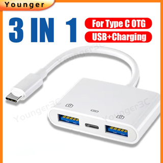 3 In 1 อะแดปเตอร์แปลงสายเคเบิ้ล Type C USB3.0 Type C คู่ แปลงเสียงโทรศัพท์ ส่งข้อมูล OTG อะแดปเตอร์ชาร์จ