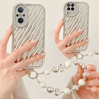 เคสโทรศัพท์มือถือนิ่ม สีเงิน พร้อมสายโซ่คล้อง สําหรับ huawei nova 9 se 7i 10 9 8 7 10 pro 9 pro p30 pro p40 p50 pro Y9s Honor X9 5G x7 8x 70