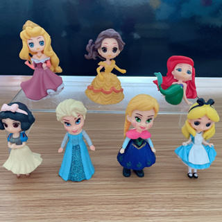 ตุ๊กตาฟิกเกอร์ อนิเมะเจ้าหญิงดิสนีย์ Tiana Snow White Cinderella Belle Moana Ariel น่ารัก ขนาด 8.5 ซม. สําหรับเด็ก 7 ชิ้น ต่อชุด