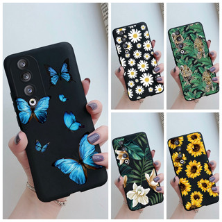 เคสโทรศัพท์มือถือ ซิลิโคนนุ่ม ลายผีเสื้อ ดอกไม้ สําหรับ Honor 90 Pro 90 Pro 90Pro