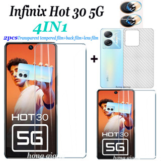 (4in1) ฟิล์มกระจกนิรภัยกันรอยหน้าจอ ฟิล์มด้านหลัง ฟิล์มเลนส์ สําหรับ Infinix Hot 30 5G Infinix Hot 30i Infinix Hot 30 Play Infinix Hot 30 Play Nfc 2