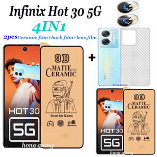 (4 In 1) ฟิล์มกระจกนิรภัยเซรามิก 1 เลนส์ และฟิล์มด้านหลัง 1 สําหรับ Infinix Hot 30 5G Hot 30i Infinix Hot 30 Play Infinix Hot 30 Play Nfc 2 ชิ้น