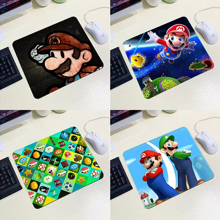 แผ่นรองเมาส์ ขนาดเล็ก ลายการ์ตูนมาริโอ้น่ารัก สําหรับเล่นเกม สํานักงาน