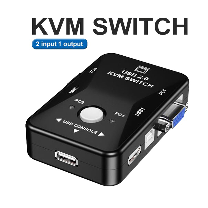 Vga KVM สวิตช์ 2 พอร์ต 4 พอร์ต USB2.0 สําหรับเมาส์ คีย์บอร์ด เครื่องพิมพ์ VGA แชร์หน้าจอ รองรับแล็ปท็อป เดสก์ท็อป