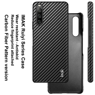 Imak เคสแข็ง PC หนัง PU คาร์บอนไฟเบอร์ สําหรับ Sony Xperia 10 IV Carbon Fiber Hard Case Casing Back Cover Protective Case