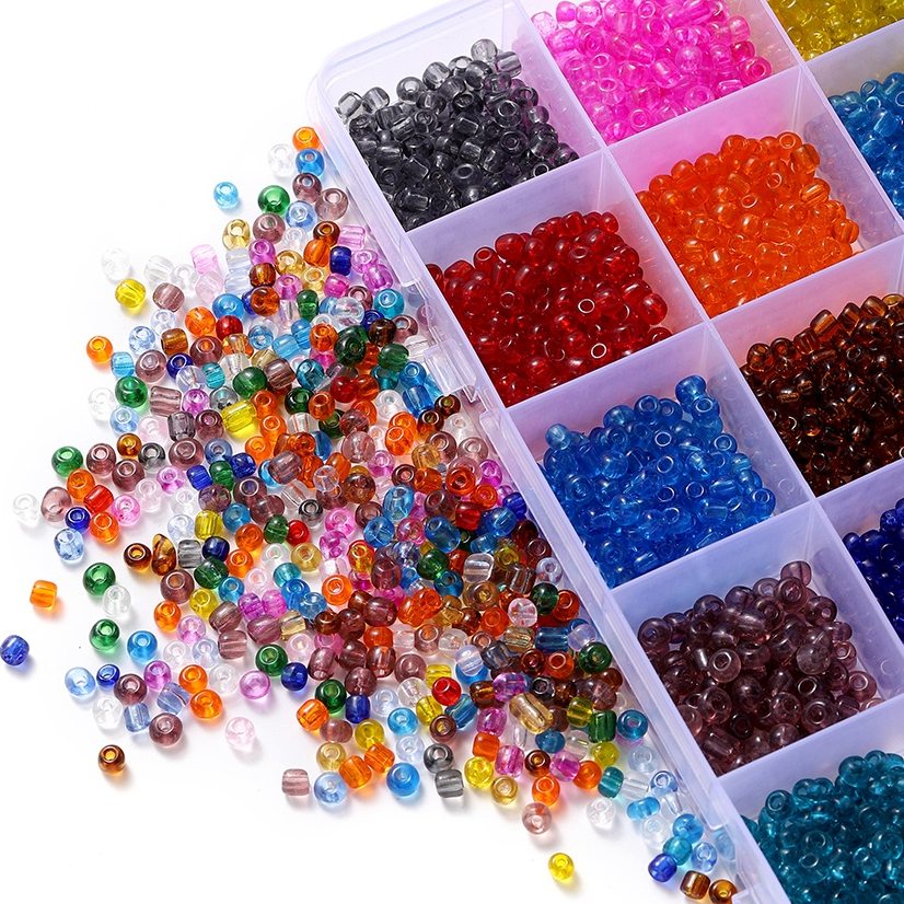 St.kunkka 300 ชิ้นลูกปัดแก้วใส 4 มม ลูกปัดเม็ดทราย สําหรับทําสร้อยข้อมือ สร้อยคอ DIY