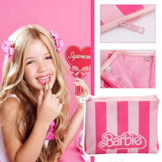 Barbie กระเป๋าเครื่องสําอาง PVC หนัง PU แบบใส กันน้ํา ถุงเก็บของมีซิป สําหรับตุ๊กตาบาร์บี้