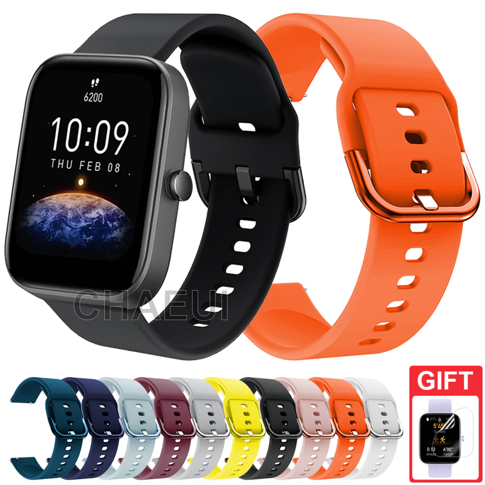สายรัดซิลิโคนอุปกรณ์เสริมสําหรับ Amazfit Bip Max 6 5 Unity 3 U Pro GTS 4 Mini GTS3 GTS2