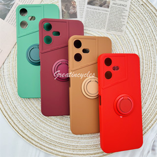 Tecno Pova Neo 3 LH6n เคสโทรศัพท์ ที่มีสีสัน เคลือบด้าน นิ่ม ซิลิโคนเหลว ป้องกันกล้อง ฝาครอบป้องกัน พร้อมแหวนแม่เหล็ก ที่วางโทรศัพท์ในรถ