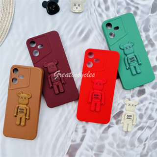 Tecno Pova Neo 3 LH6n เคสโทรศัพท์ซิลิโคน TPU นิ่ม หลากสี ป้องกันกล้อง แบบเต็มรูปแบบ พร้อมการ์ตูนหมี พับได้ มัลติฟังก์ชั่น ขาตั้งโทรศัพท์ ปรับได้ แบบชิ้นเดียว