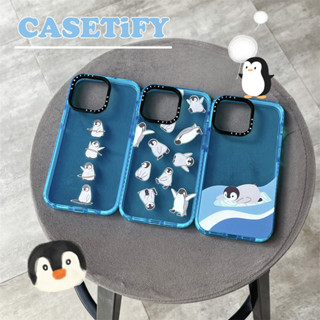 CASE.TIFY Air Cushion Protection Phone case for iphone 15 15pro 15promax 14 14pro 14promax 13 13pro 13promax Cute Penguin doodle Soft case 12 12promax 11 11promax Cartoon Phone case elegance style x xr xsmax 7+ 2023 New Design High quality Original Blue