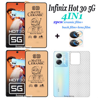 4 in 1 ฟิล์มกระจกนิรภัยเซรามิค หน้าจอ 5G สําหรับ Infinix Hot 30 30i Hot 30 Play Infinix Hot 30 Play Nfc 2 ชิ้น ฟิล์มกระจกนิรภัยเซรามิก 1 ชิ้น ฟิล์มเลนส์ 1 ชิ้น ฟิล์มด้านหลัง 1 ชิ้น