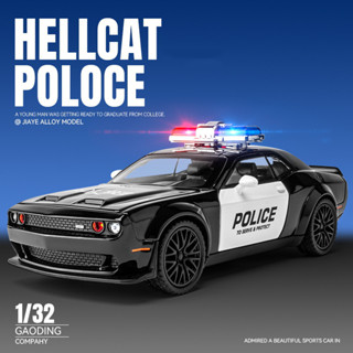 1/32 Dodge Challenger SRT Hellcat Police diecast car jiaye Light and Sound โลหะผสมสังกะสี โมเดลรถของเล่น คอลเลกชัน ล้อร้อน ของเล่นดึงถอยหลัง สําหรับเด็กผู้ชาย 3 ปีขึ้นไป