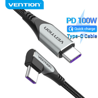 Vention Type C สายเคเบิล USB C มุมขวา PD 100W 5A ชาร์จเร็ว USB C เป็น USB C สายเคเบิลข้อมูล สําหรับ Huawei Iphone 15