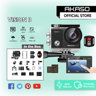 Akaso Vision3 4K กล้องแอคชั่น 16MP กันน้ํา 170° กล้องกีฬา WiFi มุมกว้าง