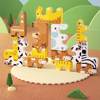 Tumama Animal Jenga บล็อคตัวต่อปริศนา ของเล่นเสริมการเรียนรู้ สําหรับเด็ก 0-1 ปี