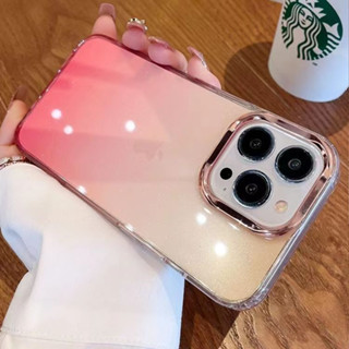 เคสโทรศัพท์มือถือแบบแข็ง แต่งกลิตเตอร์ ไล่โทนสีชมพู หรูหรา สําหรับ iPhone 15 14 13 12 11 Pro Max 14 Plus