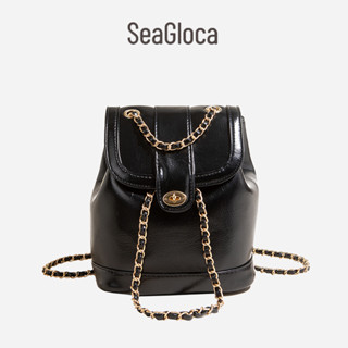 Seagloca ใหม่ กระเป๋าเป้สะพายหลัง แต่งสายโซ่ สไตล์เกาหลี แฟชั่นสําหรับผู้หญิง No 1647