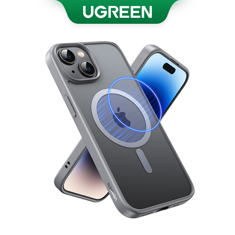 Ugreen MagSafe เคสโทรศัพท์มือถือ แบบแม่เหล็ก ป้องกันการชน สีเทา สําหรับ iPhone 15 15 15 Pro 15 Pro M