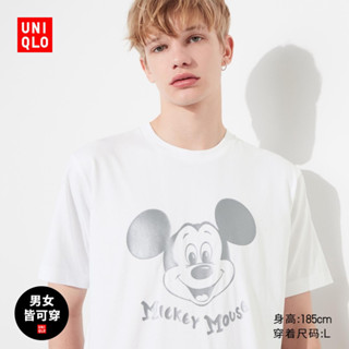 Uniqlo เสื้อยืด แขนสั้น พิมพ์ลาย Mickey Shines สําหรับผู้ชาย ผู้หญิง (UT) LO3GD