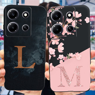 เคสโทรศัพท์มือถือ ซิลิโคนนิ่ม ลายดอกไม้ ตัวอักษร สีดํา หรูหรา สําหรับ infinix Note 30 Pro X678B Note30 Pro Note 30Pro