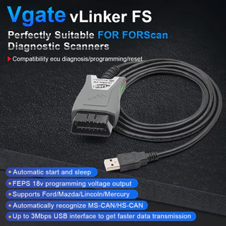 【Local stock】Vgate vLinker FS ELM327 เครื่องสแกนเนอร์วินิจฉัยรถยนต์ สําหรับ Ford FORScan HS MS-CAN USB ELM 327 OBDII OBD2 OBDII Mazda