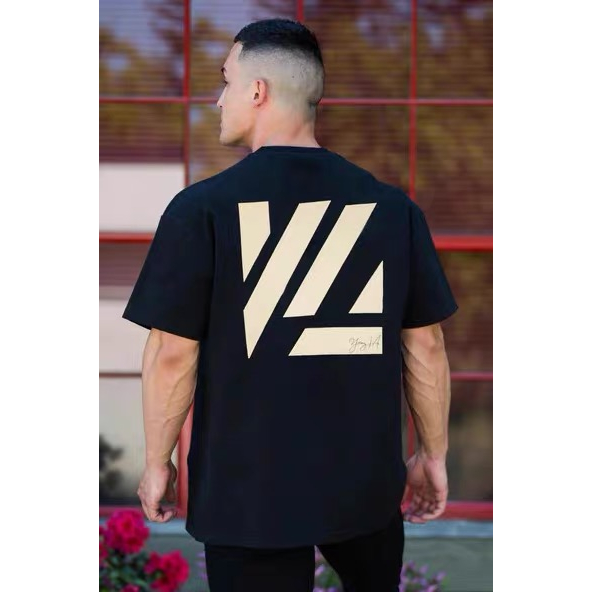 Youngla OVERSIZE เสื้อยืดลําลอง ผ้าฝ้าย แขนสั้น คอกลม พิมพ์ลาย ทรงหลวม สําหรับผู้ชาย