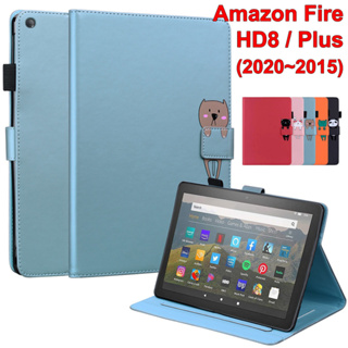 เคสแท็บเล็ตหนัง ฝาพับ ลายเพ้นท์ พร้อมช่องใส่บัตร ขาตั้งวาง สําหรับ Amazon Fire HD 8 Plus HD8 HD8+ 2022 2020 2018 2017 2015 12th 10th 9th 5th Gen 8.0 นิ้ว