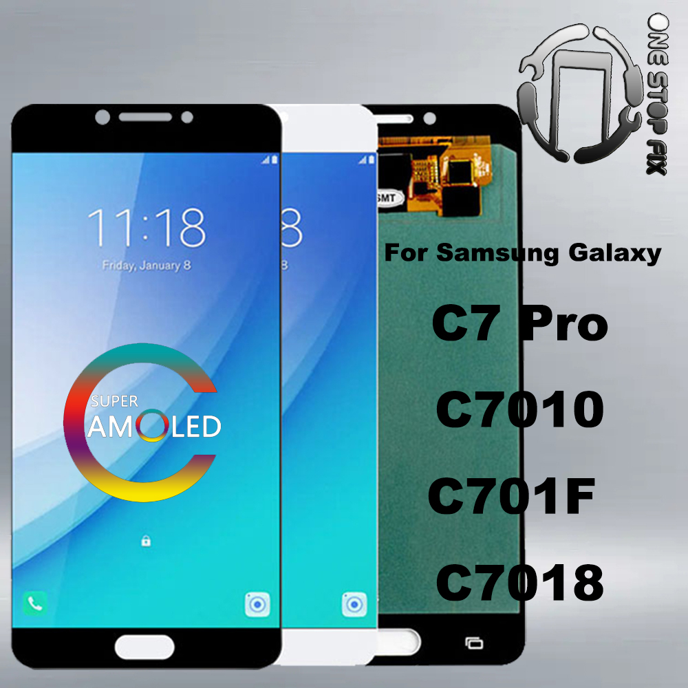 จอแสดงผล AMOLED สําหรับ Samsung Galaxy C7010 หน้าจอ LCD C7 Pro SM-C7010Z C7pro จอแสดงผล Touch Screen