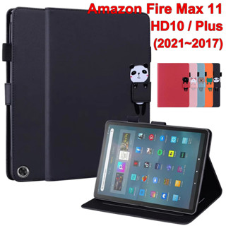 เคสแท็บเล็ตหนัง PU ฝาพับ พร้อมช่องใส่บัตร และขาตั้ง สําหรับ Amazon Fire Max 11 2023 13th Gen 11.0 นิ้ว HD10 HD 10 Plus HD10+ 2021 2019 2017 10.1 นิ้ว 11th 9th 7th Gen T76N2P T76N2B