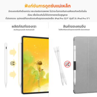 Jamjake G10 ปากกาสไตลัส คุณสามารถวางมือบนหน้าจอ+มีฟังก์ชั่นการดูดแม่เหล็ก Stylus Pen นำไปใช้กับ iPad 2018-2023 ปากกาทัชสกรีน