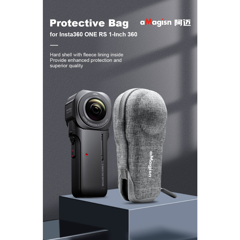 Amagisn กระเป๋าป้องกัน Mini Storage กล้องแบบพกพาสําหรับ Insta360 ONE RS 1-INCH 360 Non-original อุปกรณ์เสริม