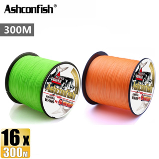 Ashconfish สายเอ็นตกปลา PE X16 300 ม. 16 เส้น สีเขียว สีส้มอ่อน