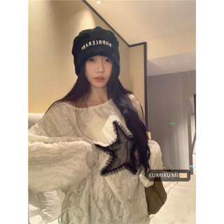 เสื้อยืด คอกลม แขนยาว พิมพ์ลายดาว ทรงหลวม สไตล์เกาหลี แฟชั่นสําหรับผู้หญิง