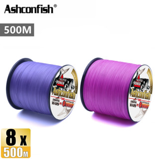 Ashconfish สายเอ็นตกปลา แบบถัก PE X8 ยาว 500 ม. สีม่วง สีชมพู 8 เส้น