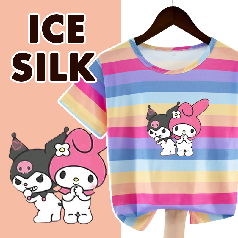 เสื้อยืดแขนสั้น ผ้าเรยอน พิมพ์ลายสีรุ้ง แบบเรียบ สําหรับเด็กผู้หญิง และผู้ชาย