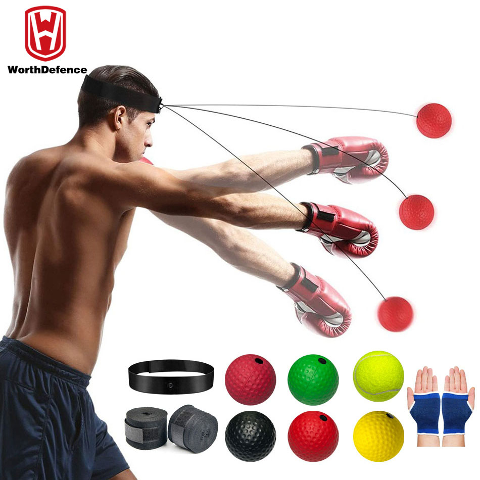 ความคุ้มค่า Kick Boxing Reflex Ball Head Band Fighting Speed Training Punch Balls Muay Tai MMA อุปกรณ์ออกกําลังกายอุปกรณ์เสริม