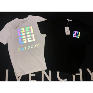 Givench เสื้อยืดลําลอง ผ้าฝ้าย แขนสั้น คอกลม พิมพ์ลาย สีสะท้อนแสง แฟชั่นสําหรับผู้ชาย และผู้หญิง