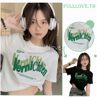 Fulllove พร้อมส่ง เสื้อเอวลอยสตรีแขนสั้นรับลมร้อน Y2K