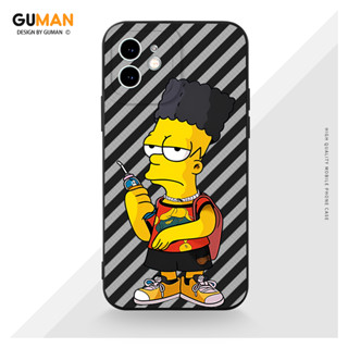 GUMAN เคสไอโฟน เคสซิลิโคนนุ่มกันกระแทกการ์ตูนน่ารักตลก เคสโทรศัพท์ สีดำ Compatible for iPhone 15 14 13 12 11 Pro Max SE 2020 X XR XS 8 7 6 6S Plus พลัส XYP10