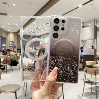 เคสโทรศัพท์มือถือ TPU ใส ประดับเลื่อมคริสตัล ไล่โทนสี หรูหรา สําหรับ Samsung S23 S22 Ultra Plus