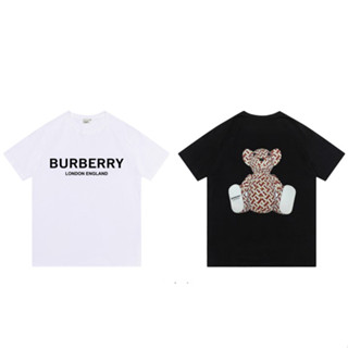 เสื้อยืดลําลอง ผ้าฝ้าย แขนสั้น คอกลม พิมพ์ลาย Burberr แฟชั่นสําหรับผู้ชาย และผู้หญิง