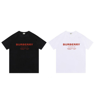 เสื้อยืดลําลอง ผ้าฝ้าย แขนสั้น คอกลม พิมพ์ลาย Burberr แฟชั่นสําหรับผู้ชาย และผู้หญิง