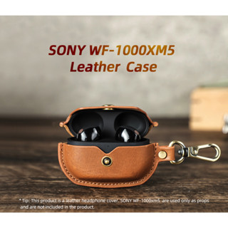 เคสหนังวัวแท้ แฮนด์เมด พร้อมตะขอโลหะ ป้องกันการสูญหาย สําหรับ Sony WF-1000XM5