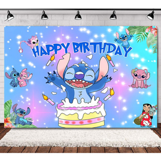 ภาพพื้นหลัง Lilo &amp; Stitch ขนาด 120x80 ซม. สําหรับตกแต่งปาร์ตี้วันเกิด งานแต่งงาน